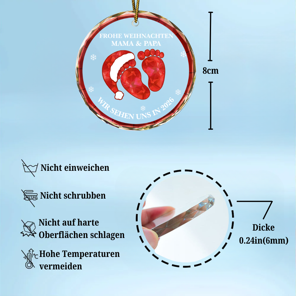 Personalisierter Glasanhänger „Baby erwartet – wir sehen uns in ...“