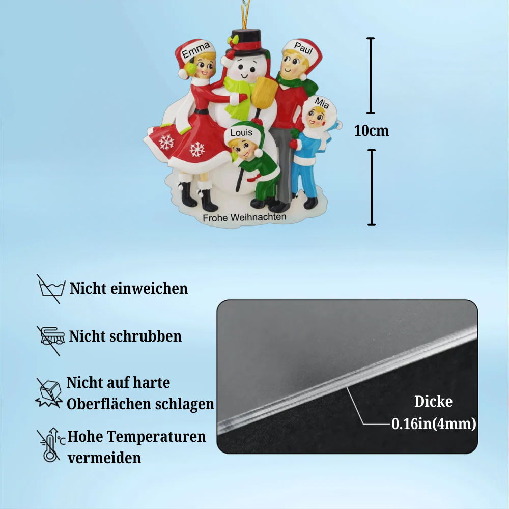 Weihnachtsschmuck Familie mit Schneemann 3-6 Namen