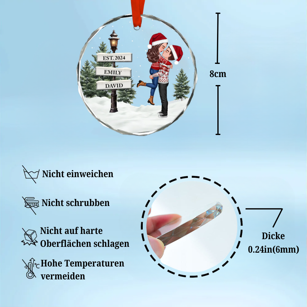 Glasornament Personalisierter Weihnachtsanhänger für Liebespaar