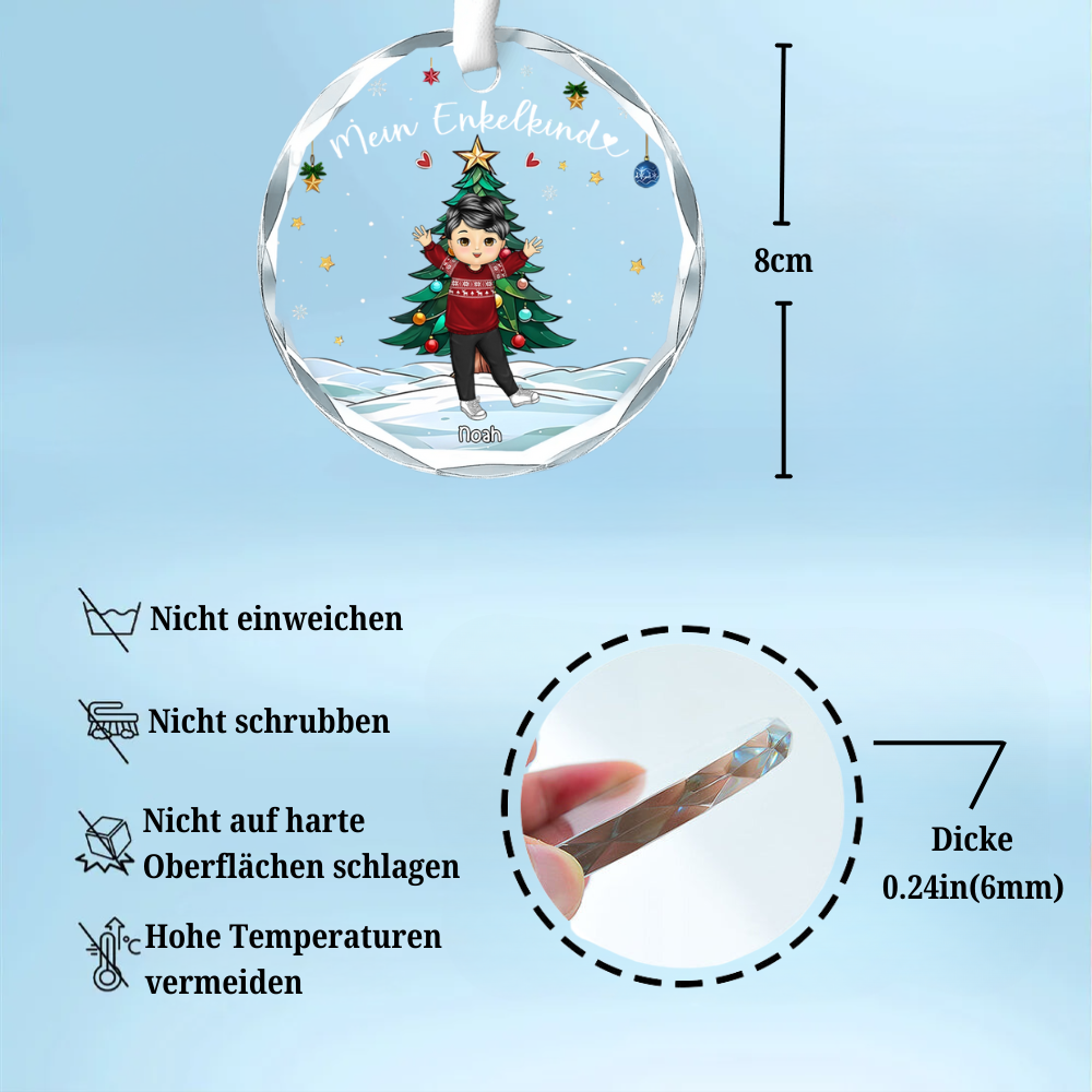 Personalisierter Glasanhänger Christbaumschmuk für Oma und Opa