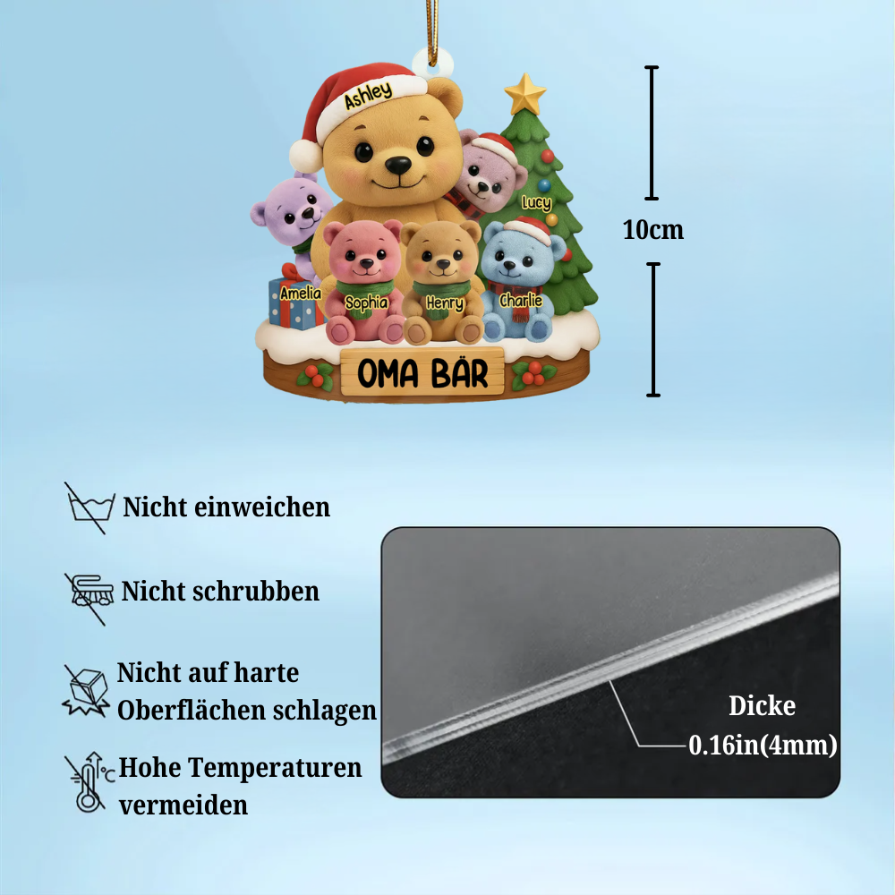 Personalisiertes Acryl-Ornament Christbaumschmuck mit Bärenmotiv Geschenk für Oma