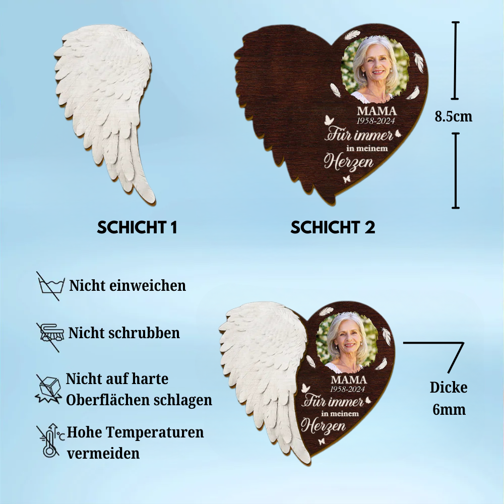 Engelsflügel-Personalisiertes Sonnenblendenclip mit Foto Trauersgeschenk