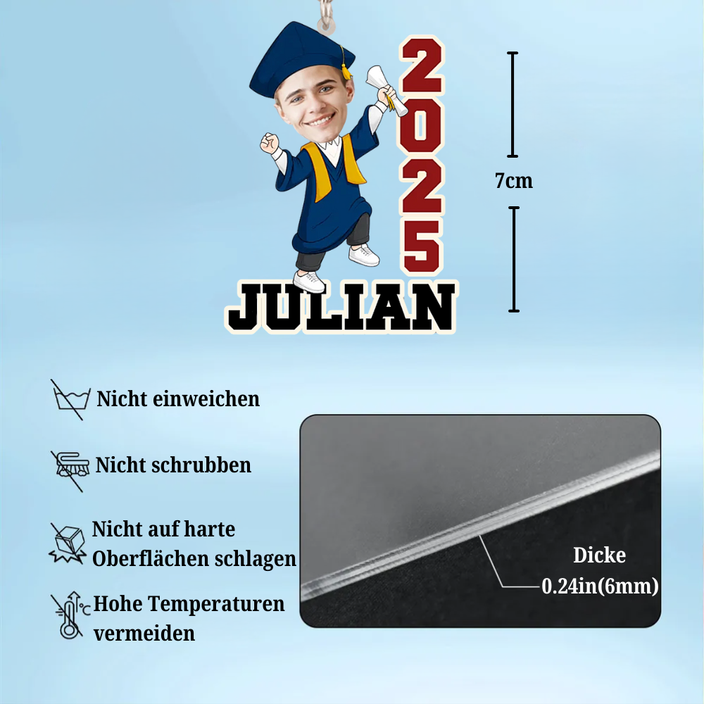 Abschlussfeier-Personalisiertes Acryl-Schlüsselanhänger mit Foto