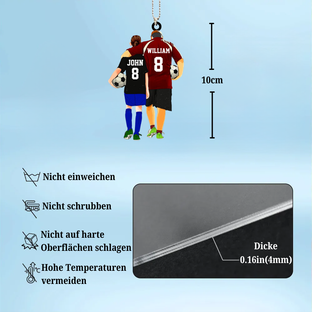 Vater und Kind-Personalisierter Acrylanhänger im Fußball Motiv