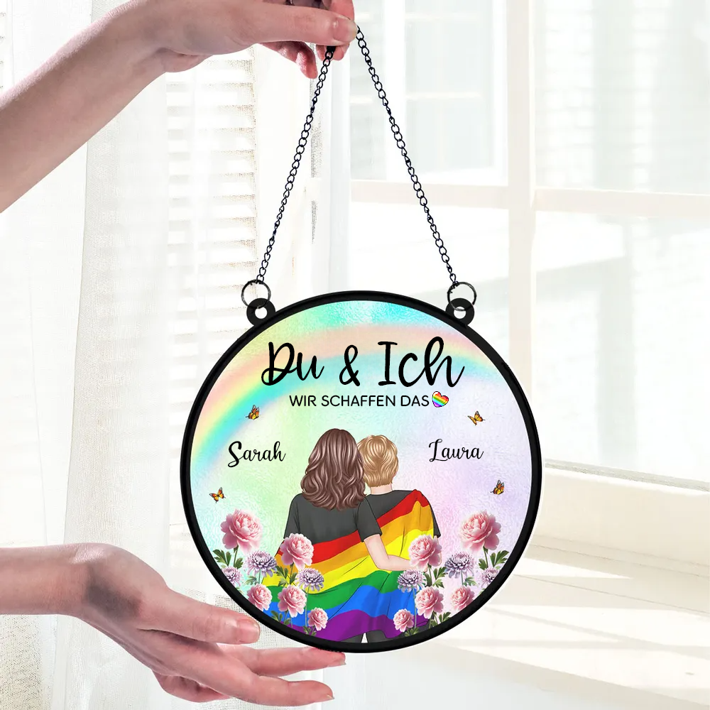 Regenbogen Paae-Personaliserter Sonnenfänger Geschenk für Paare LGBT