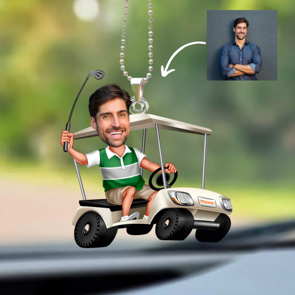 Golfen Personalisiertes Gesicht für Golfer, Papa, Opa - Personalisiertes Fotoanhänger