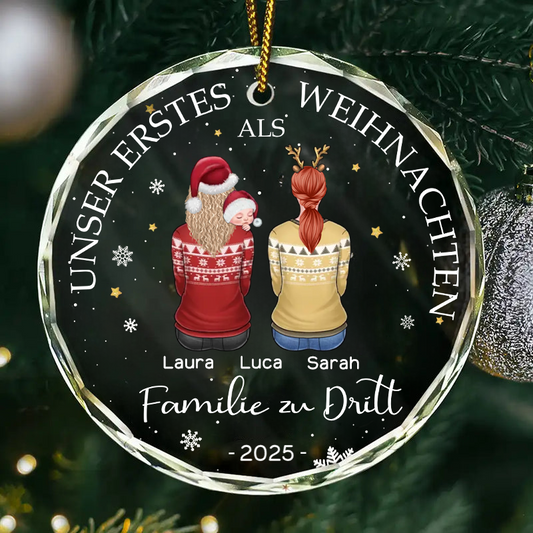 Unser Erstes Weihnachten als Familie zu...Personalisierter Christbaumschmuck mit 2 Frauen/Männer und Baby