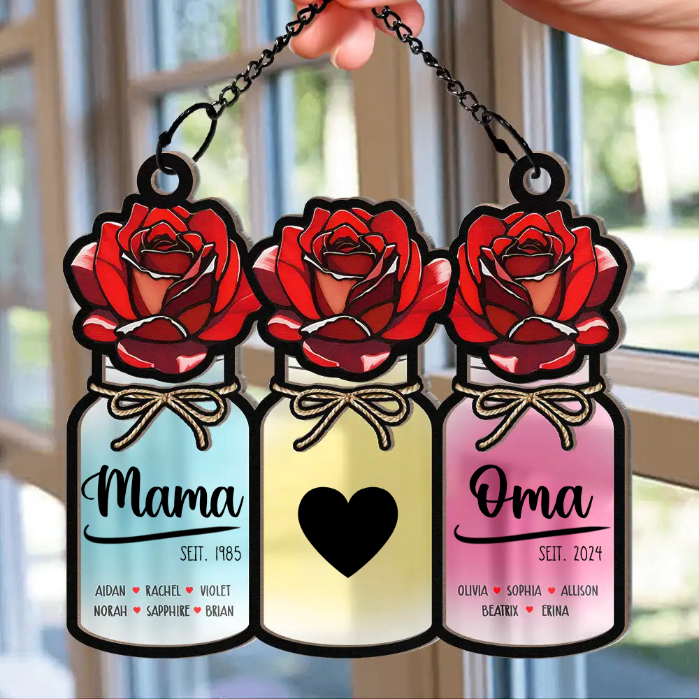 Personalisierter Sonnenfänger mit Vasen Geschenk für Frau, Mama und Oma