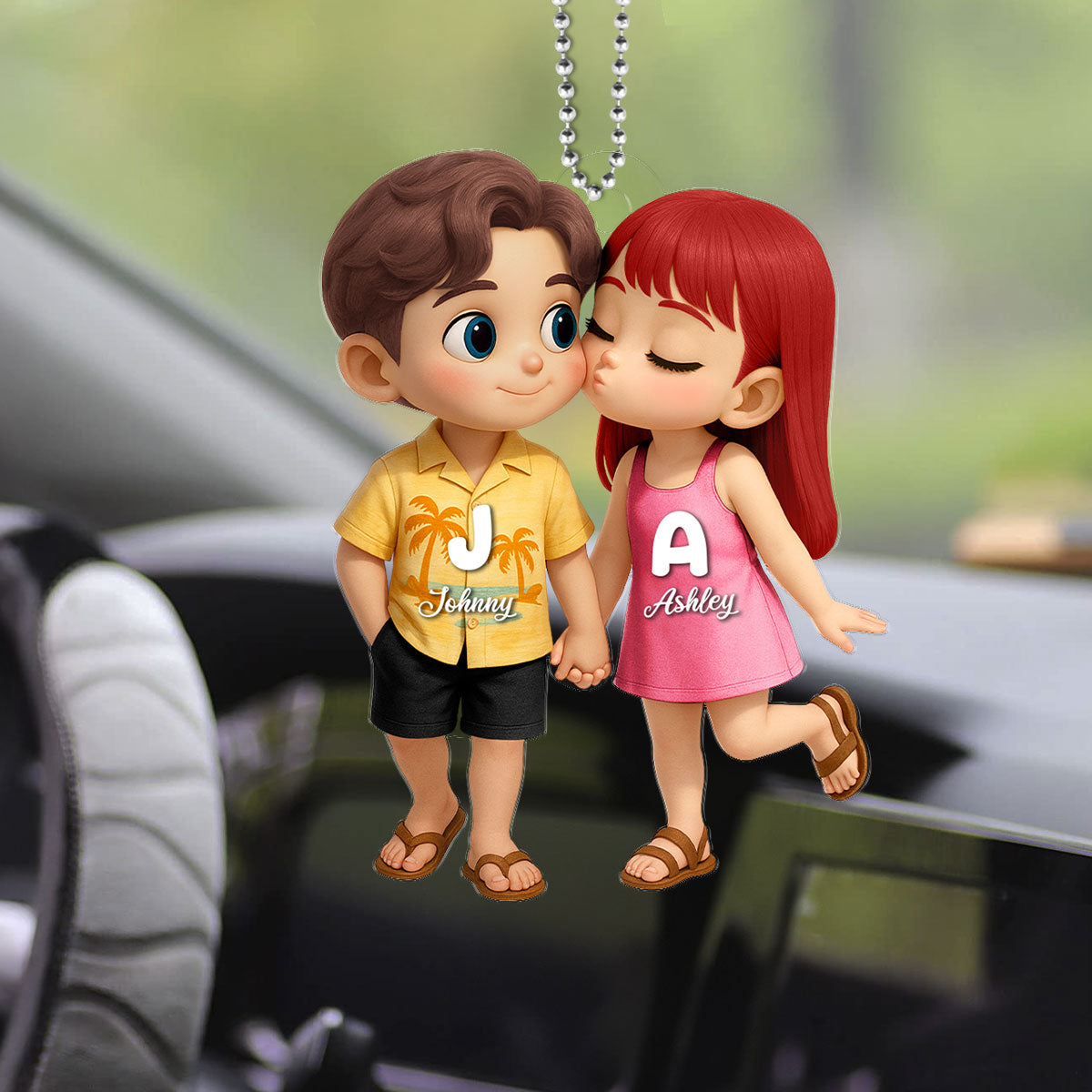 Sommer Paare-Personalisierter Autoanhänger aus Acryl Geschenk für Paare