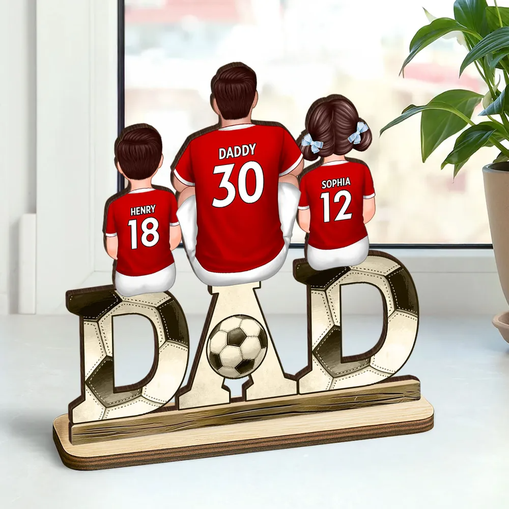 Fußball DAD - Personaliisierte Holztafel Vater und Kinder Geschenke für Papa