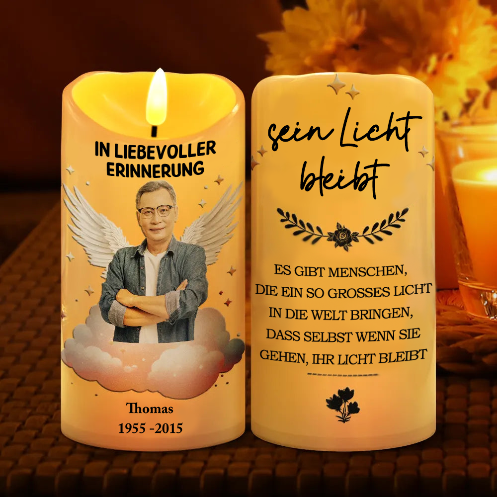 In liebevoller Erinnerung - Trauerkerze LED-Kerze mit Foto