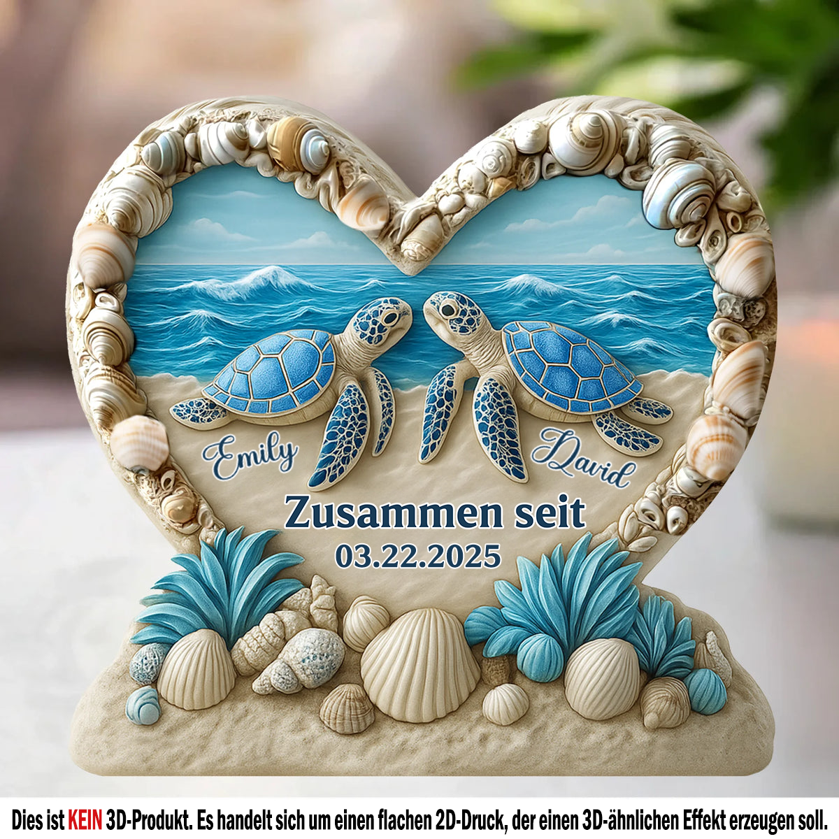 Personalisierte Acryltafel mit Schildkröten Geschenk für Paar
