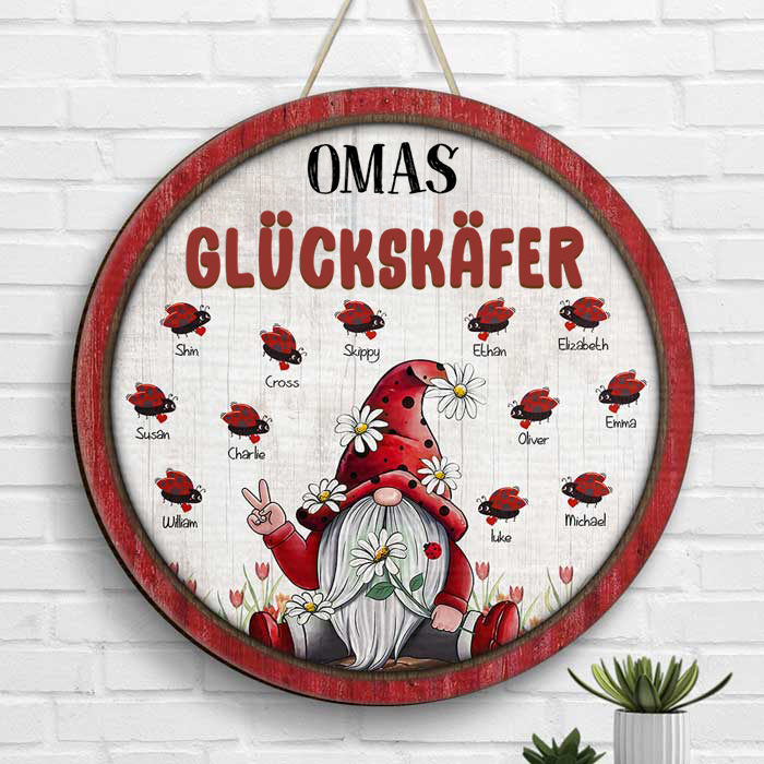 Zwerg und Käfer- Personalisiertes Holzschild für Oma