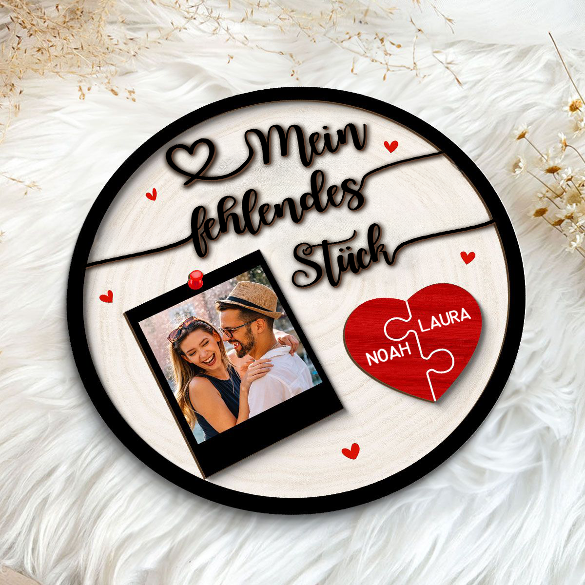 Personalisierte Holztafel -Mein felendes Stück-Geschenk für Paar