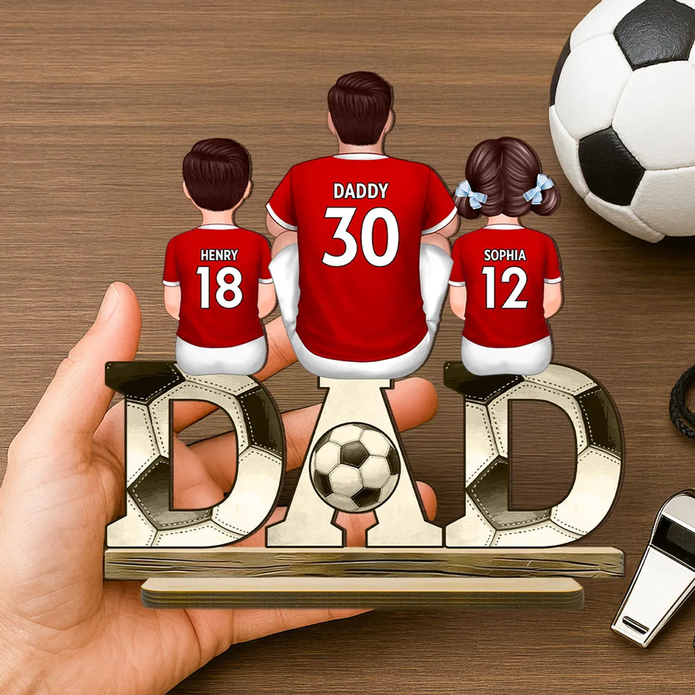 Fußball DAD - Personaliisierte Holztafel Vater und Kinder Geschenke für Papa