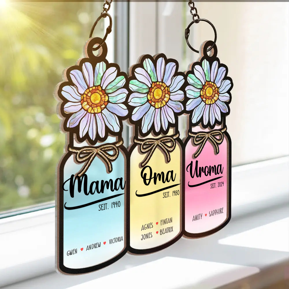 Personalisierter Sonnenfänger mit Vasen Geschenk für Frau, Mama und Oma