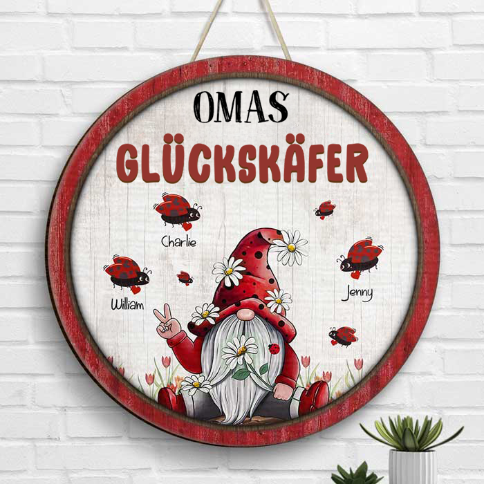 Zwerg und Käfer- Personalisiertes Holzschild für Oma