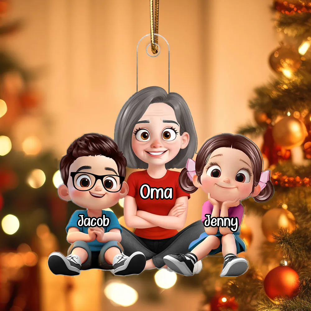 Personalisierter Acryl-Weihnachtsanhänger „Oma & Enkelkinder“