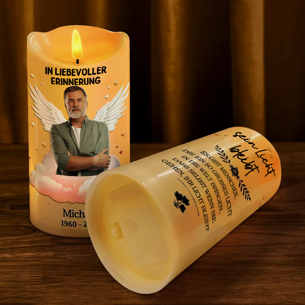 In liebevoller Erinnerung - Trauerkerze LED-Kerze mit Foto