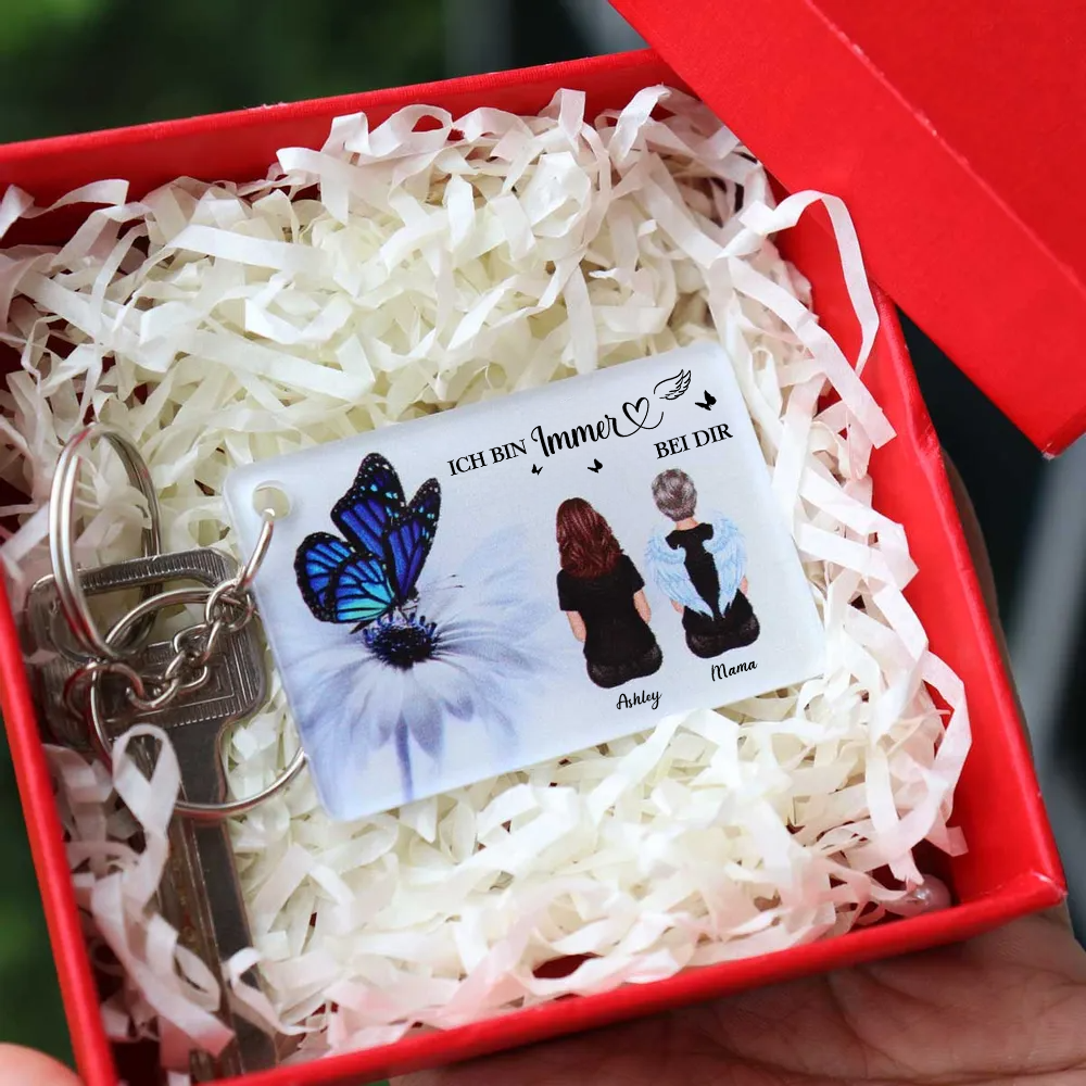 Immer bei dir - Personalisierter Acryl-Schlüsselanhänger Trauergeschenk