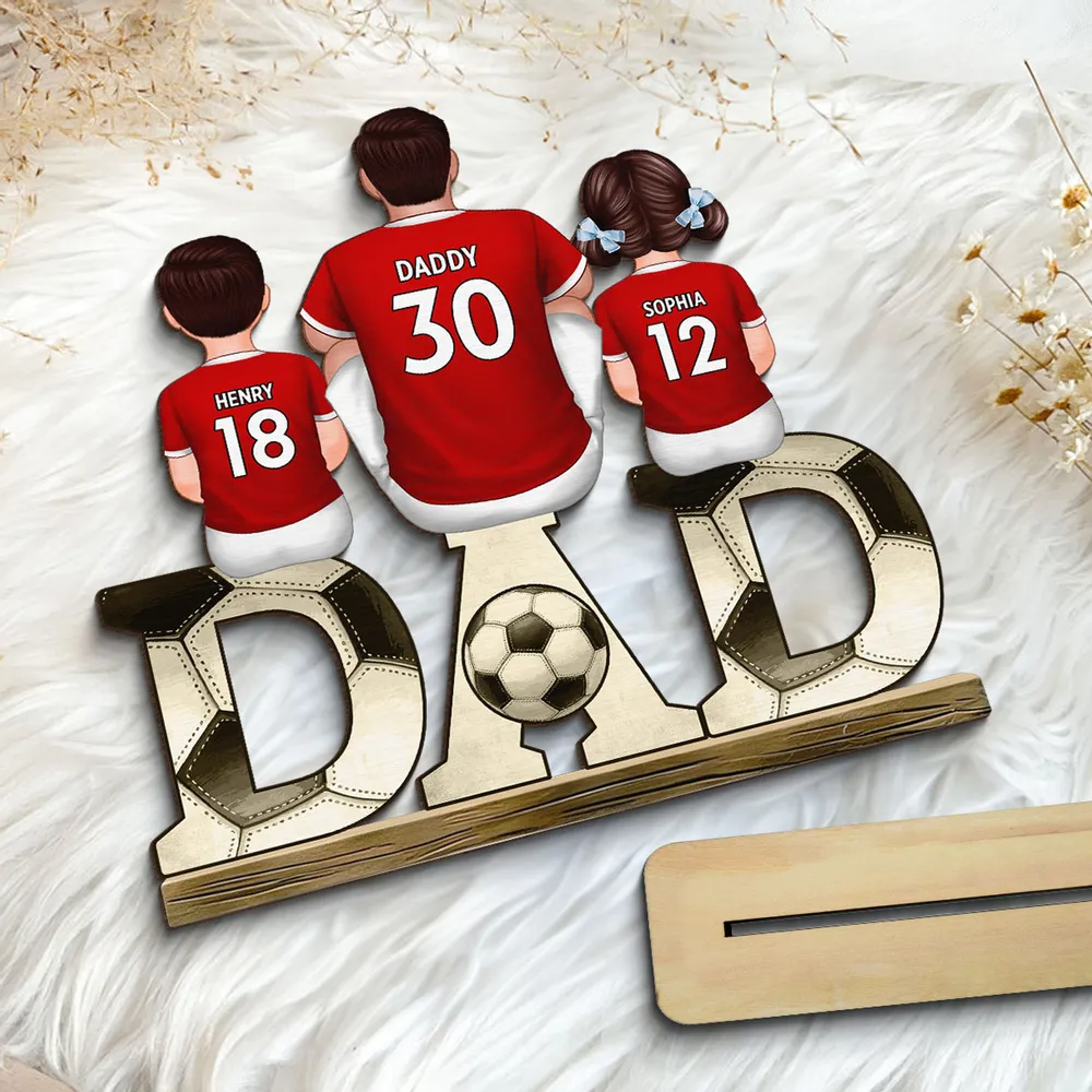 Fußball DAD - Personaliisierte Holztafel Vater und Kinder Geschenke für Papa