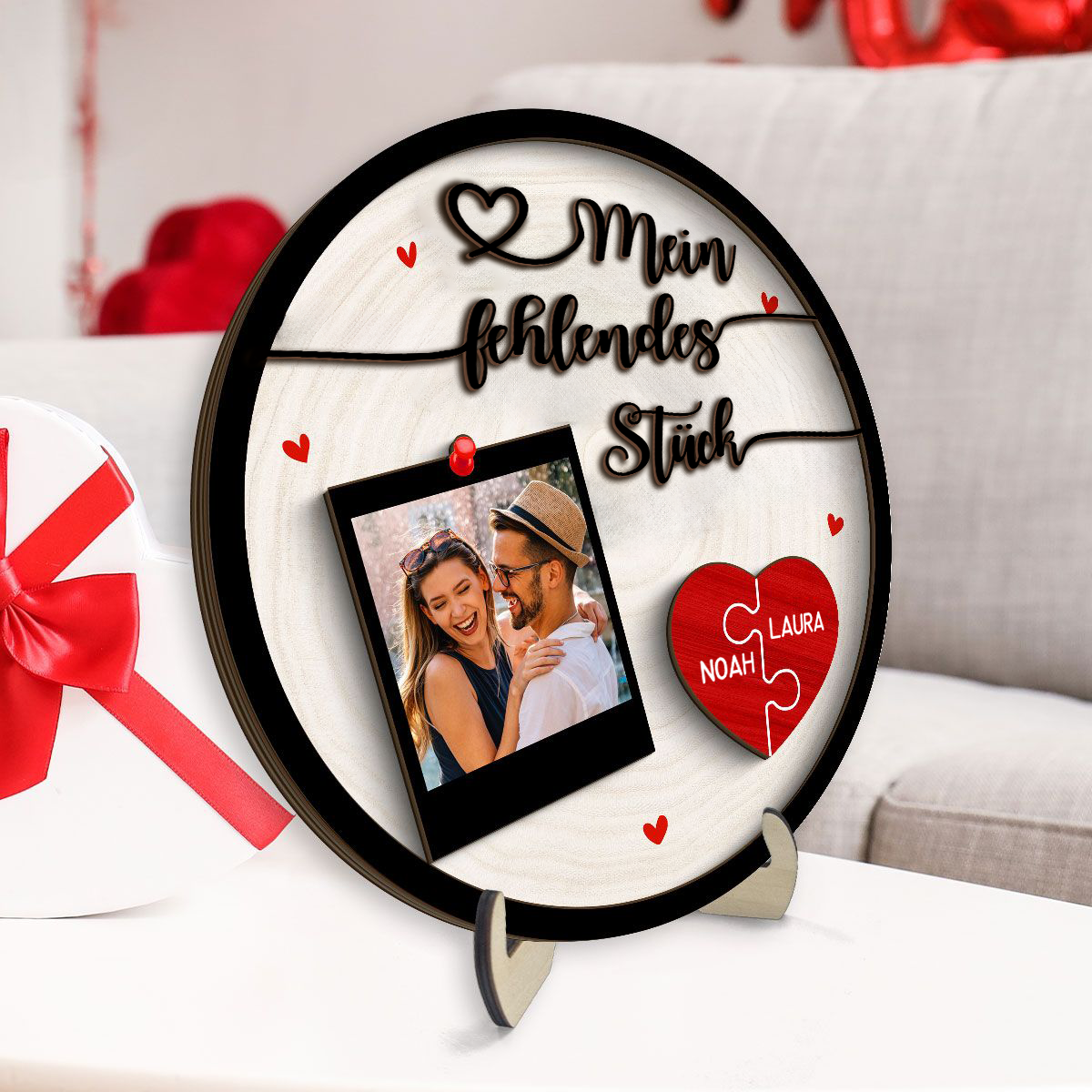 Personalisierte Holztafel -Mein felendes Stück-Geschenk für Paar