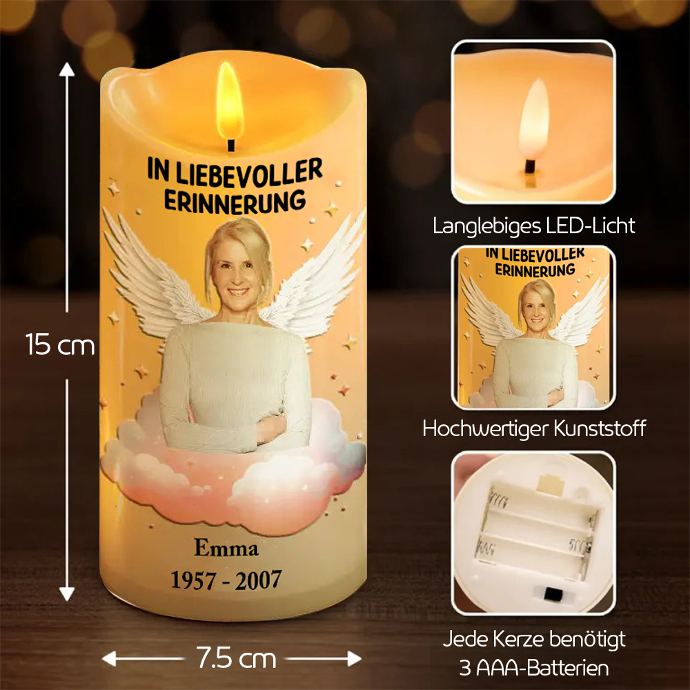In liebevoller Erinnerung - Trauerkerze LED-Kerze mit Foto