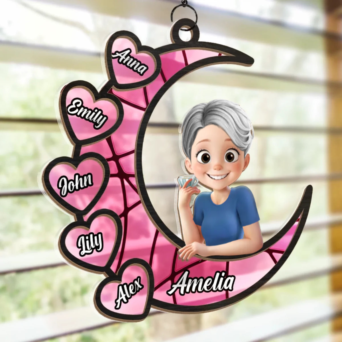 Personalisierter Sonnenfänger mit Mondmotiv Geschenk für Oma und Mama