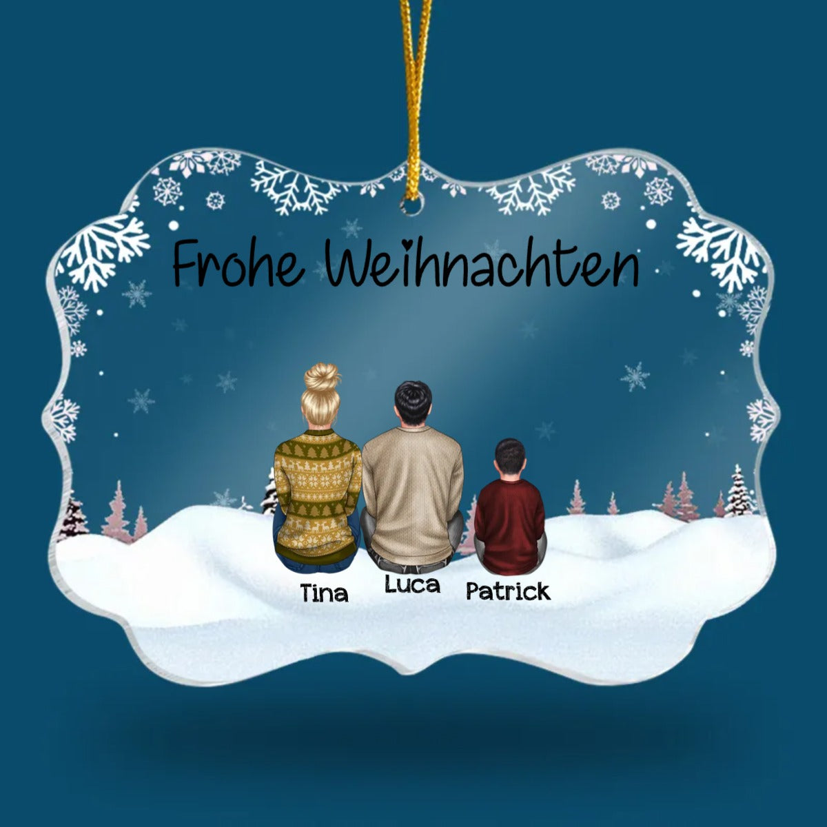 Weihnachtsanhänger mit Wunschtext-Geschenk für Familie-Personalisierte Acryl Ornament Weihnachtsschmuck
