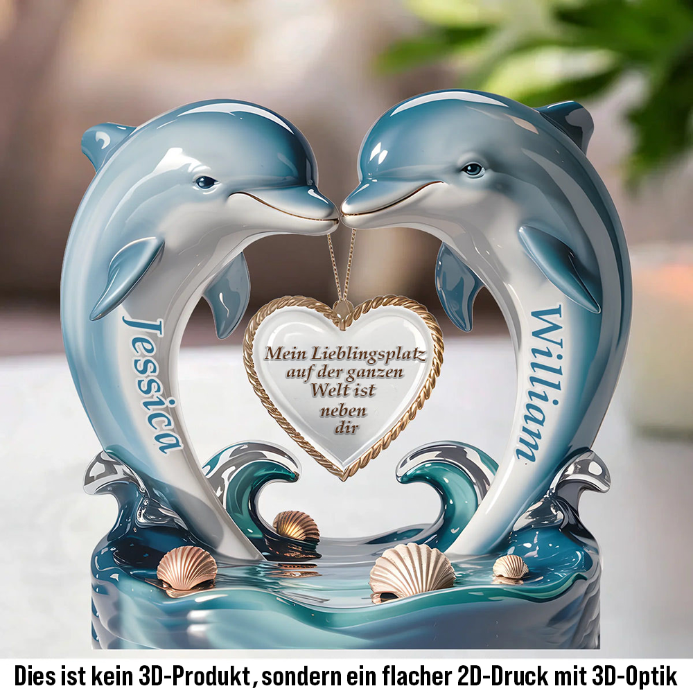 Delfine-Personalisierte Acrylplakette mit Herz Geschenk für Paar