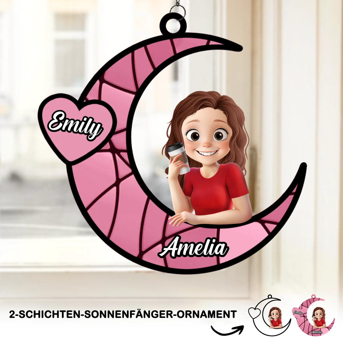Personalisierter Sonnenfänger mit Mondmotiv Geschenk für Oma und Mama