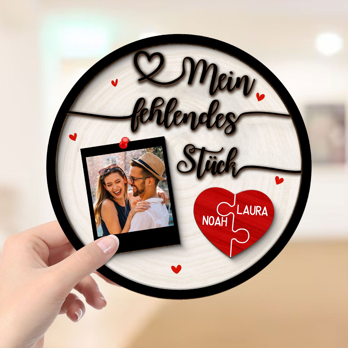 Personalisierte Holztafel -Mein felendes Stück-Geschenk für Paar
