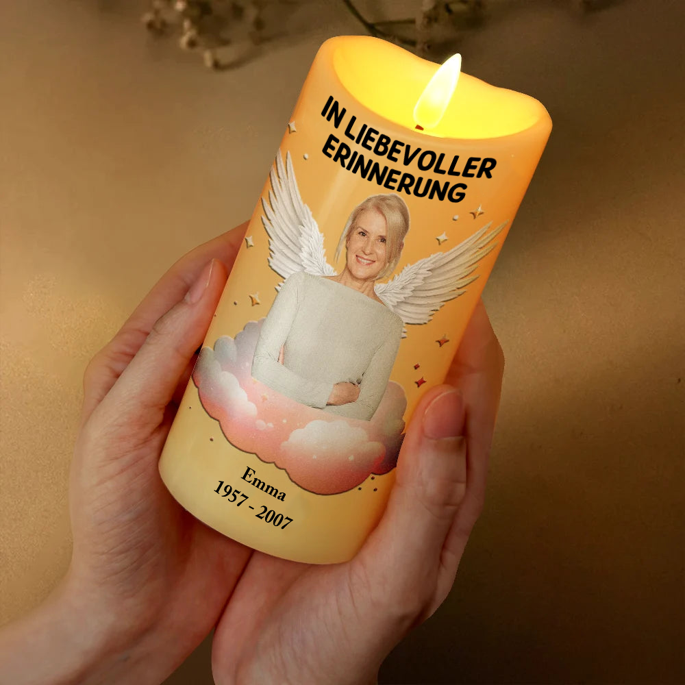 In liebevoller Erinnerung - Trauerkerze LED-Kerze mit Foto
