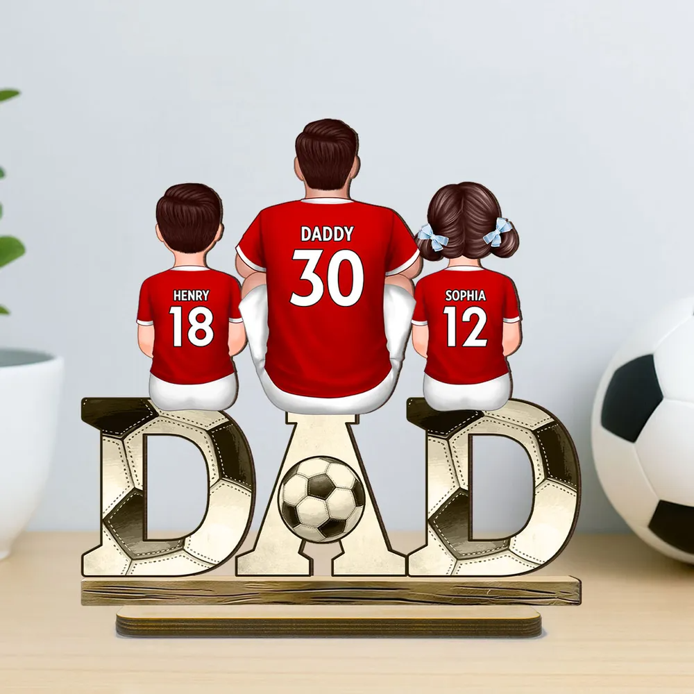 Fußball DAD - Personaliisierte Holztafel Vater und Kinder Geschenke für Papa