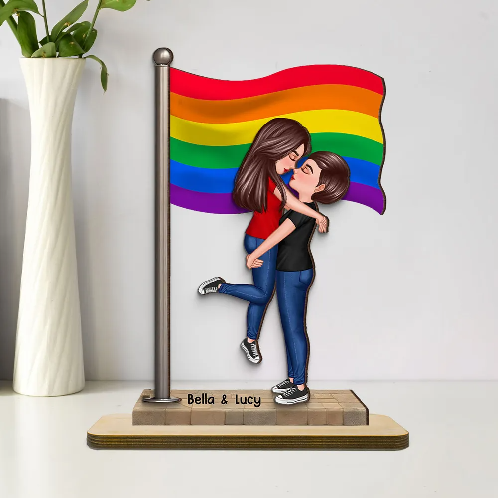 Flaggee-Personalisierte 2-Schicht-Holztafel Geschenk für Paar