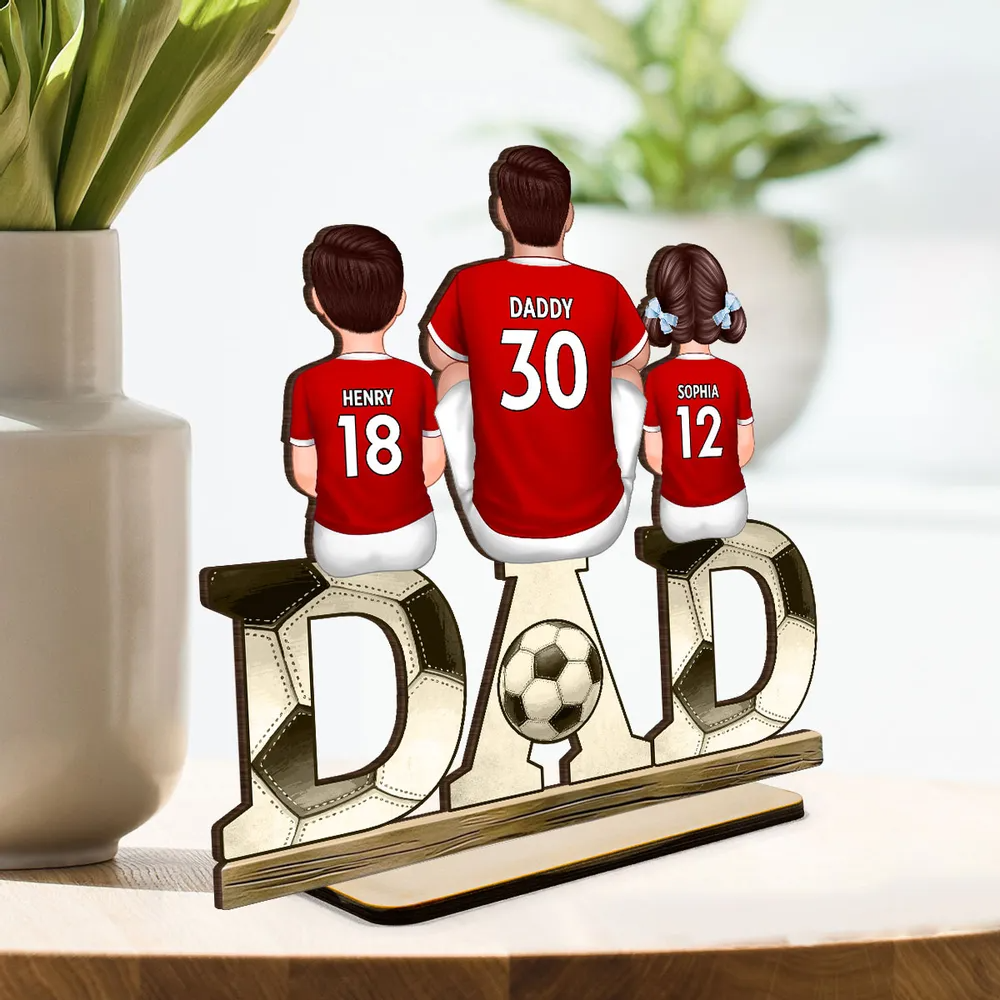 Fußball DAD - Personaliisierte Holztafel Vater und Kinder Geschenke für Papa