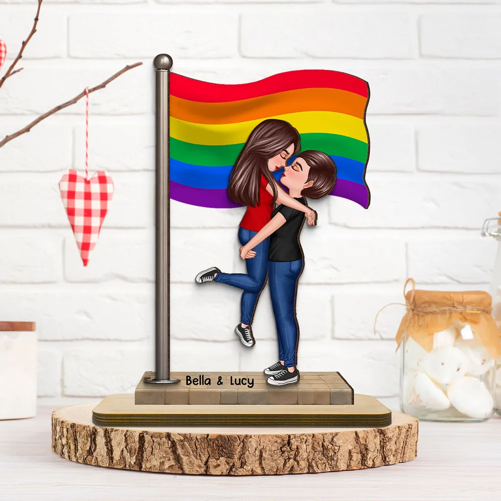 Flaggee-Personalisierte 2-Schicht-Holztafel Geschenk für Paar