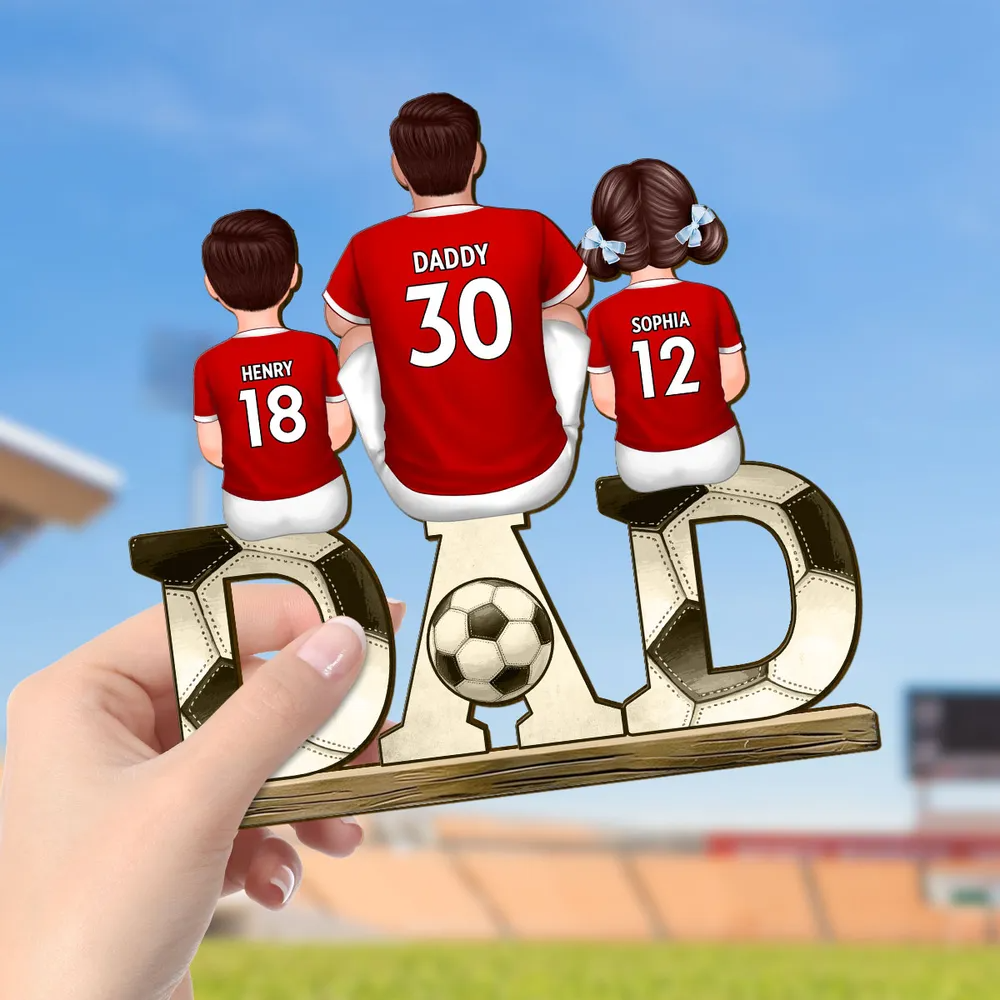 Fußball DAD - Personaliisierte Holztafel Vater und Kinder Geschenke für Papa