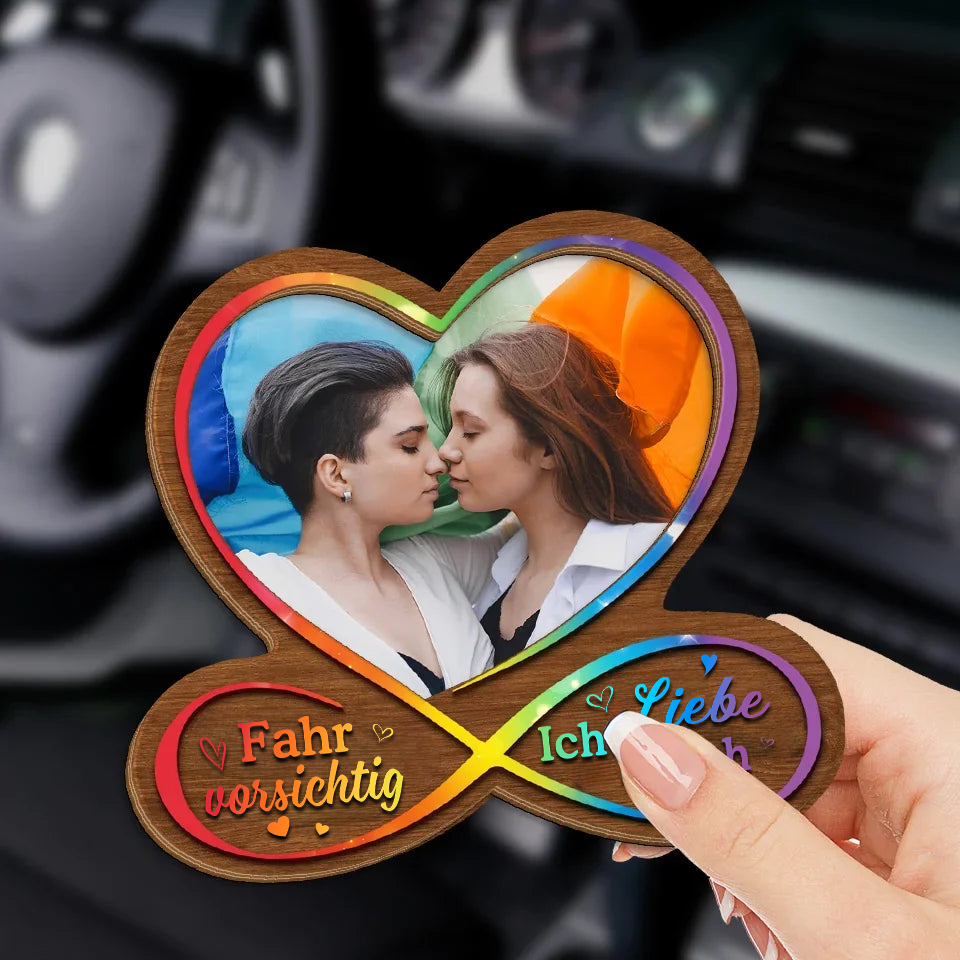 Regenbogen-Sonnenblendenclip mit Foto Geschenk für Paare LGBT