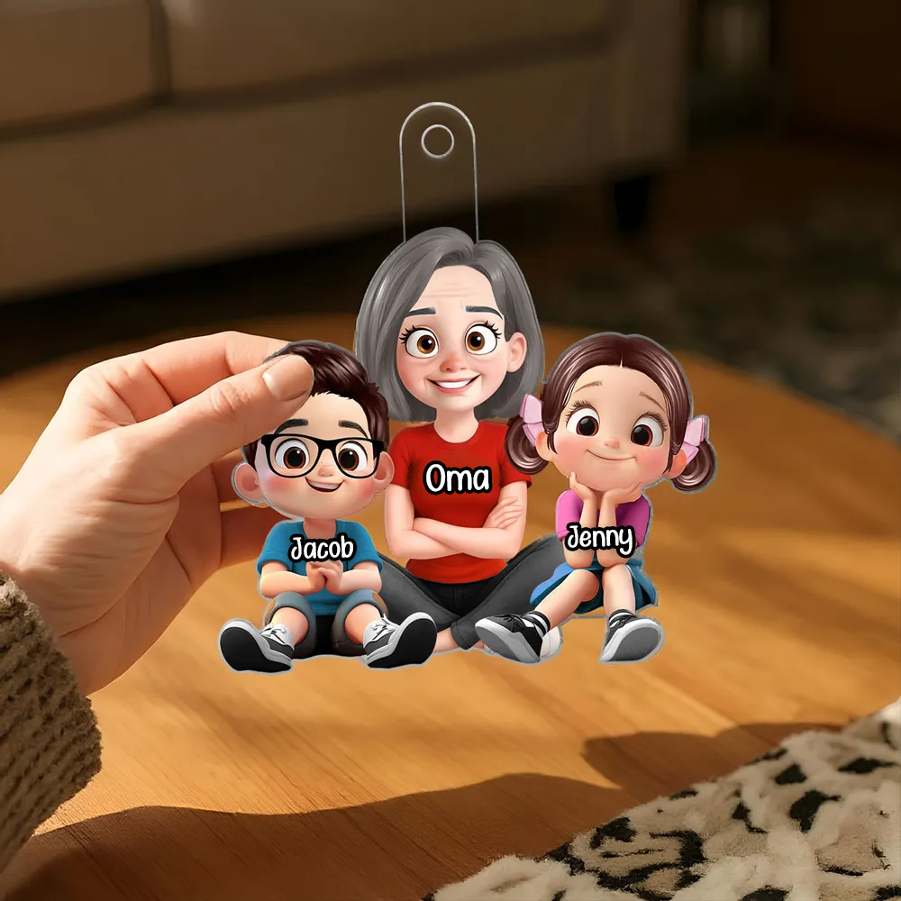 Personalisierter Acryl-Weihnachtsanhänger „Oma & Enkelkinder“