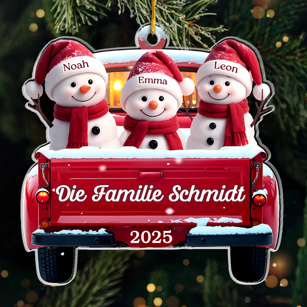 Acryl-Ornament Personalisierter Christbaumschmuck mit Schneemänner für Familie
