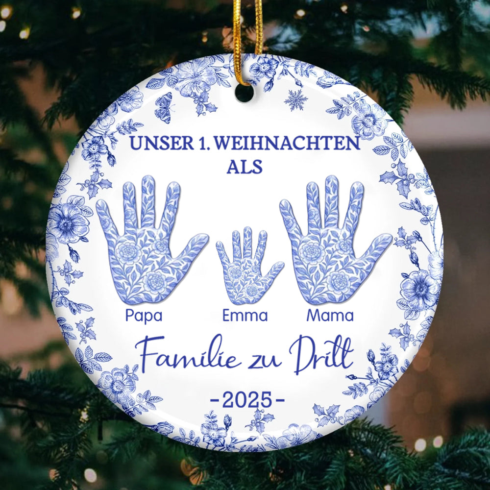 Unser 1. Weihnachten als Familie zu...Handabdruck-Ornament Christbaumschmuck mit Namen