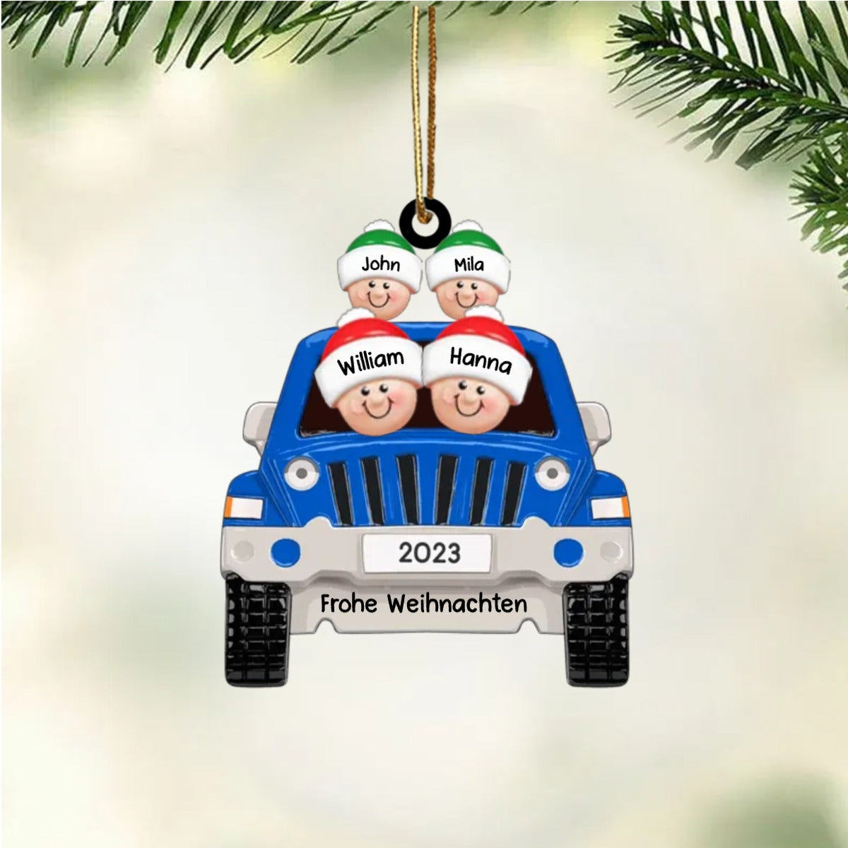 Familie auf einer Reise Acryl Anhänger Weihnachtsschmuck