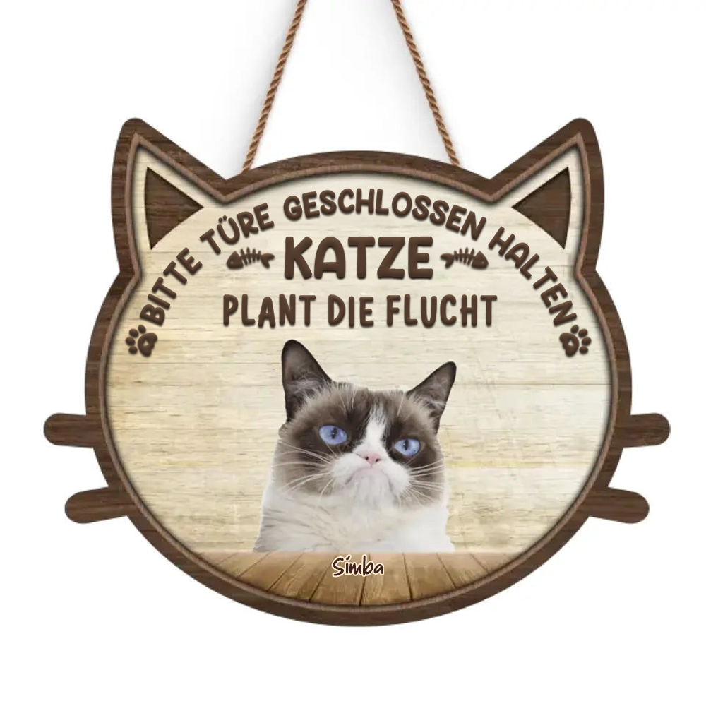 Personalisiertes Holzschild mit Katzenmotiv Foto-Holzschild