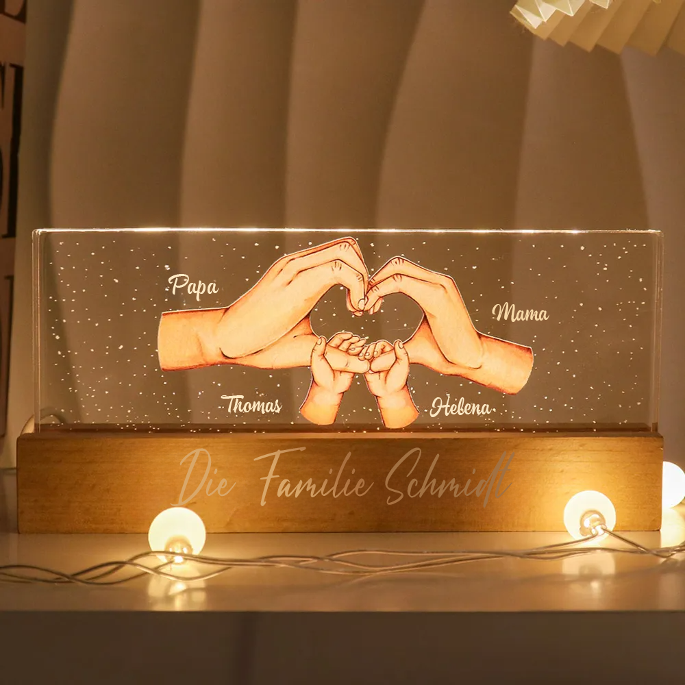 Herzform mit Händen-Personalisiertes LED Nachtlicht für Mama und Papa