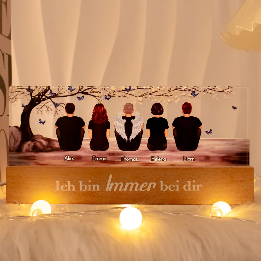 Personalisiertes LED Nachtlicht-Familie unter dem Baum Trauergeschenk