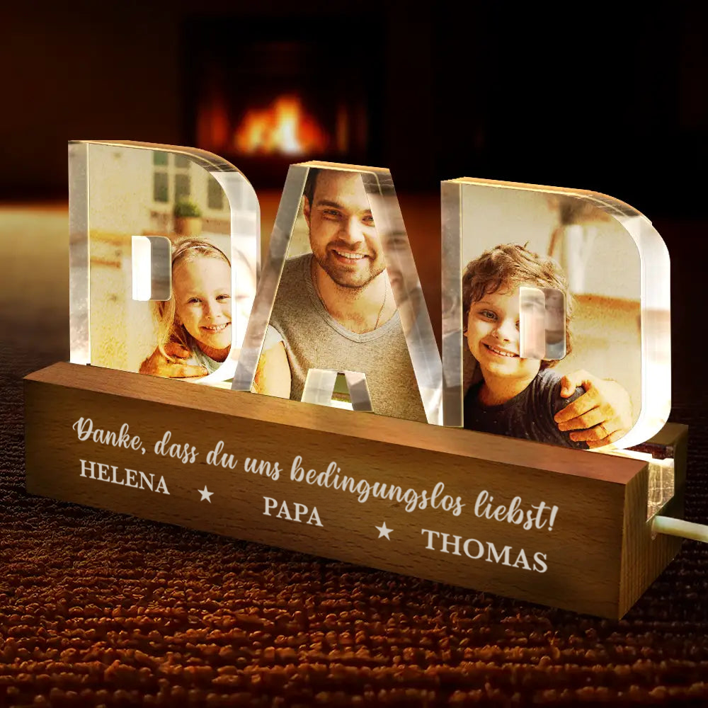 PAPA LED-Nachtlicht mit Fotos-Geschenk für Vater und Opa