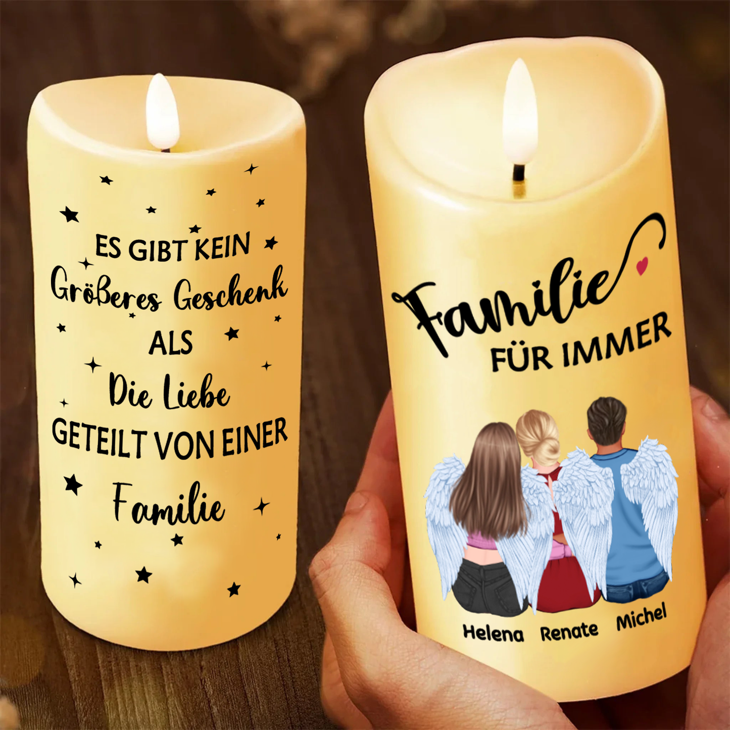 Personalisierte LED-Kerze für Familie und Beste Freunden