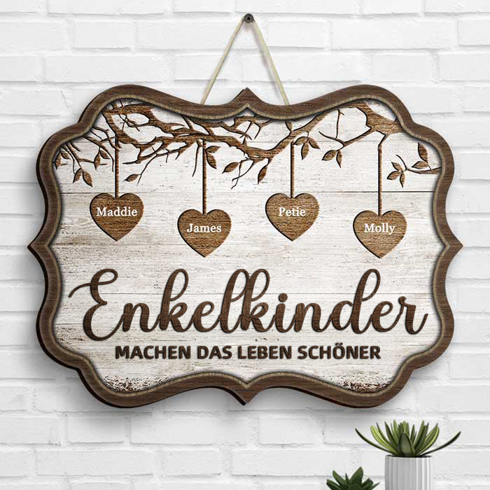 Enkelkinder mit Namen Personalisiertes Holzschild Geschenk für Großeltern
