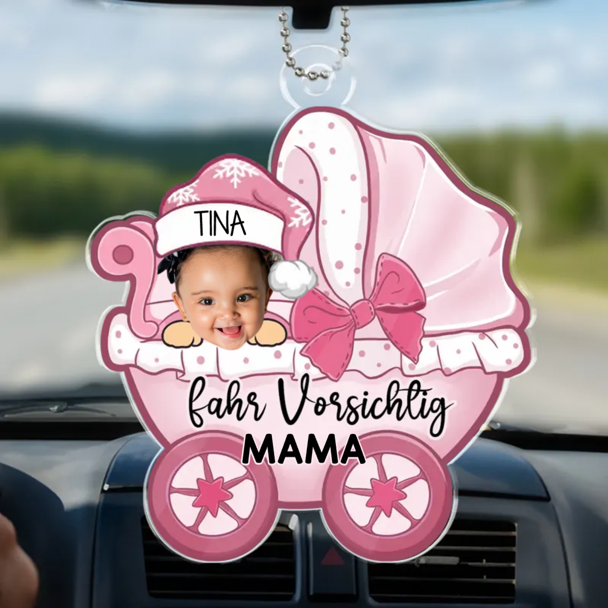 Benutzerdefinierte Foto Papa Mama ich mit Dir reisen - Familie personalisierte benutzerdefinierte Auto Ornament - Acryl benutzerdefinierte geformt - Geschenk für Familienmitglieder